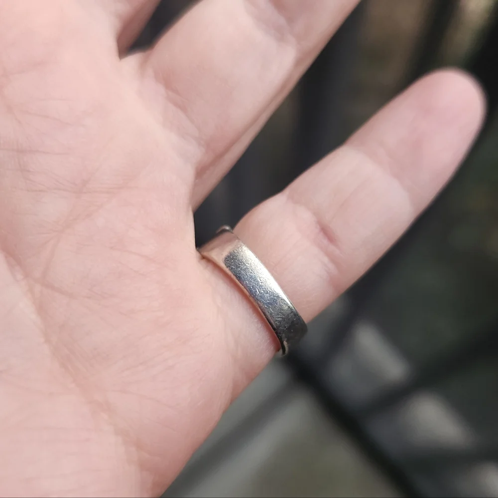 Handmade Sterling Silver 925 Silver Column Diamond Cut Ring Sz 4.75